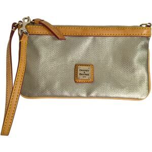 Dooney & Bourke Slim Wristlet Wallet Clutch Small Purse Beige Leather